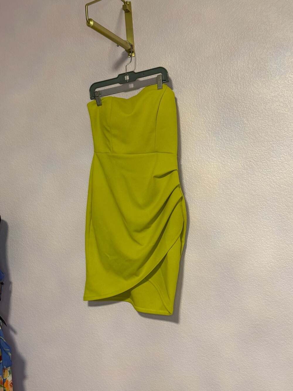 Charlotte Russe Strapless Dress Size M Yellow Ruched Mini